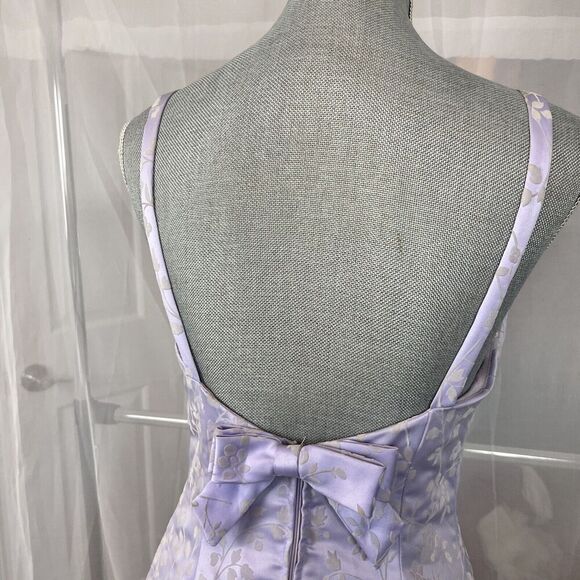 Vintage Roberta for Dillards purple prom dress sz SM velvet floral pattern bow - Picture 12 of 14